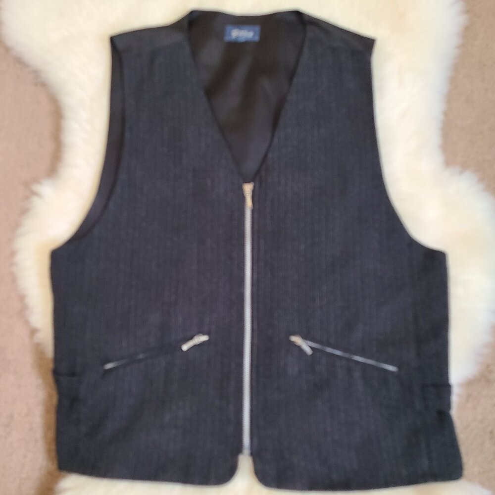 Vintage BOSA Pinstriped Zippered Lined Suit Vest - M